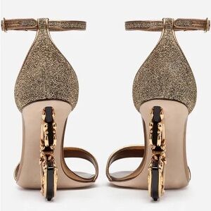 Dolce & Gabbana Gold Sandals with Glittery Finish